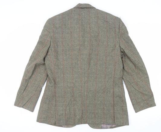 Greenwoods Mens Green Plaid Polyester Jacket Blazer Size 40 Regular