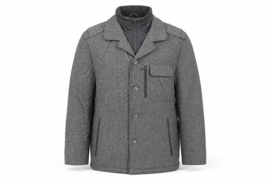 Front view of Autograph men’s grey jacket, size L, zip