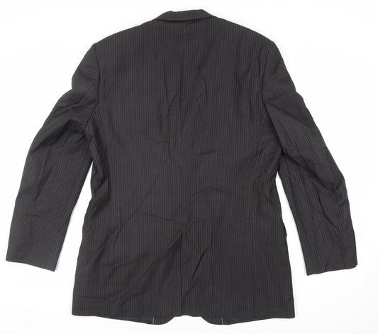 Karl Jackson Mens Grey Striped Polyester Jacket Suit Jacket Size 44 Regular