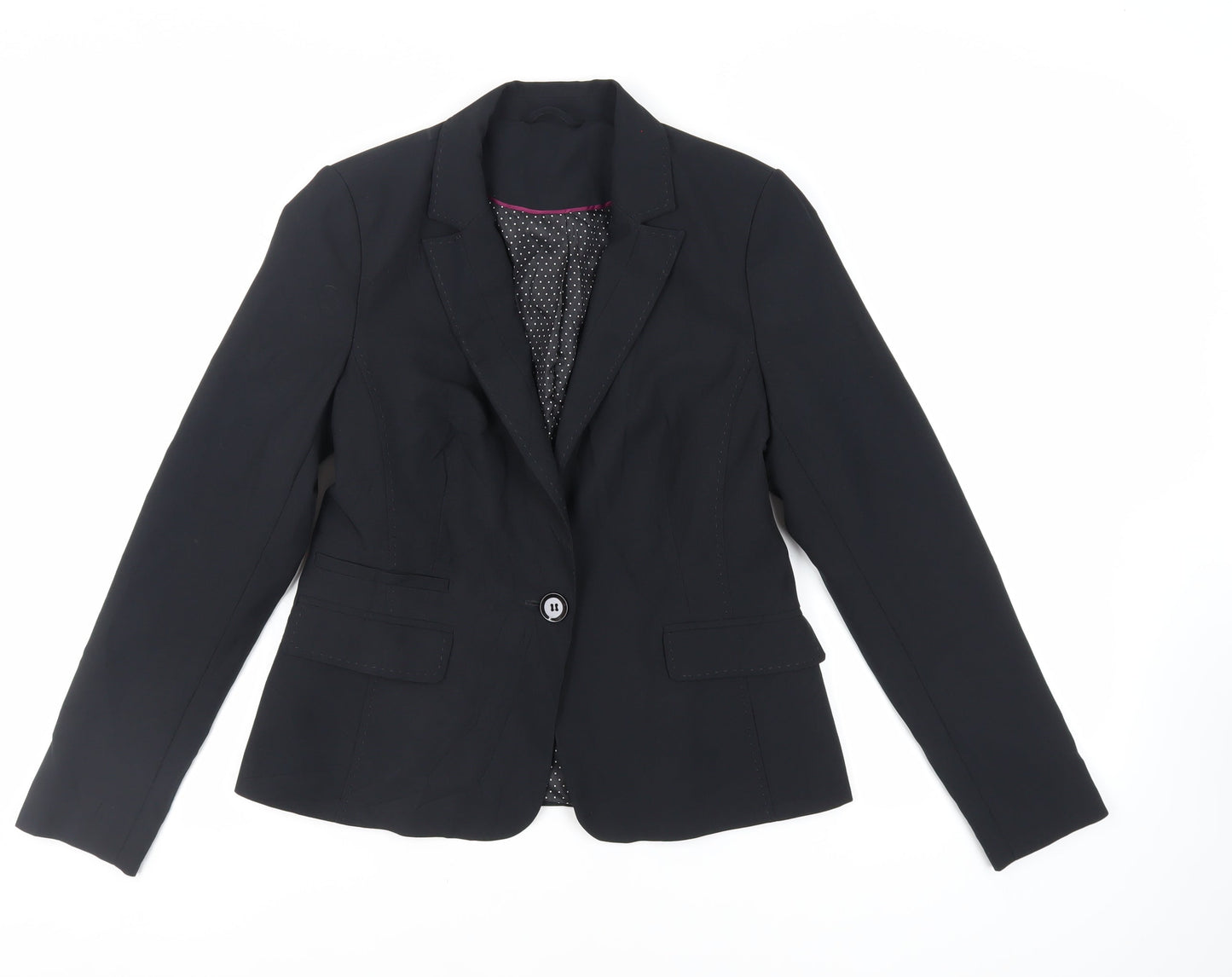 New Look Womens Black Jacket Blazer Size 12 Button
