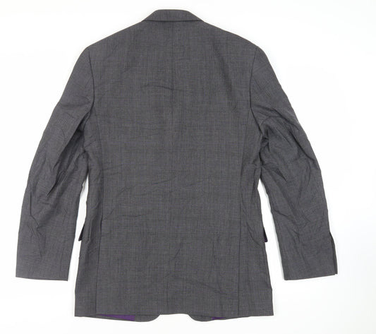 Marks and Spencer Mens Grey Plaid Wool Jacket Suit Jacket Size 38 Regular