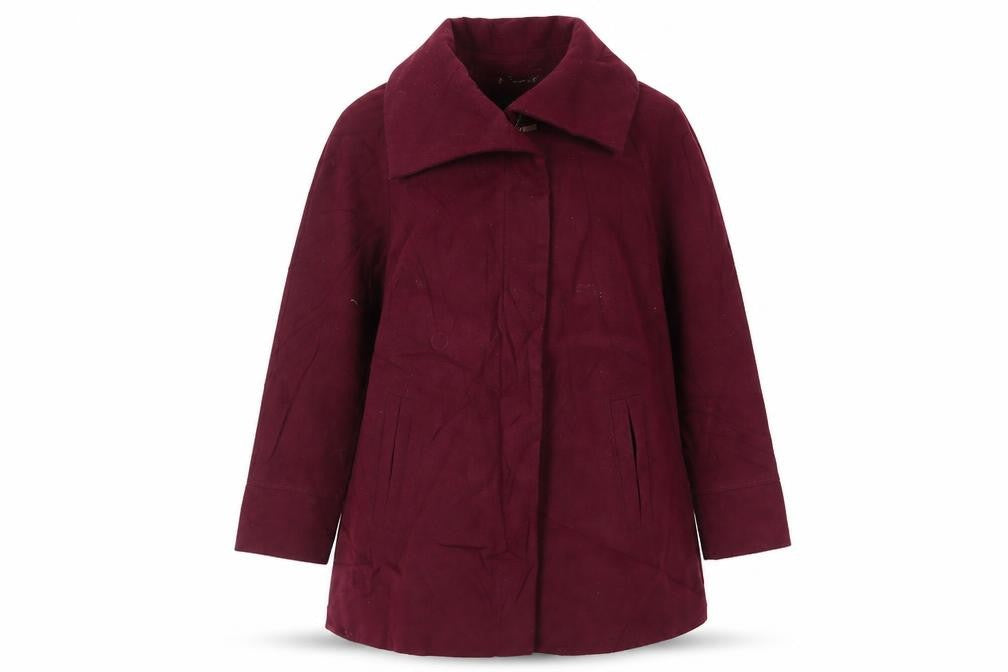 M&Co Womens Purple Overcoat Coat Size 18 Zip