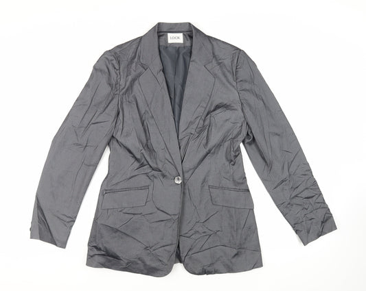 Look Womens Grey Jacket Blazer Size 12 Button