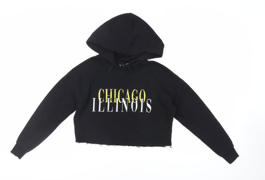 New Look Girls Black Cotton Pullover Hoodie Size 10-11 Years Pullover - Chicago