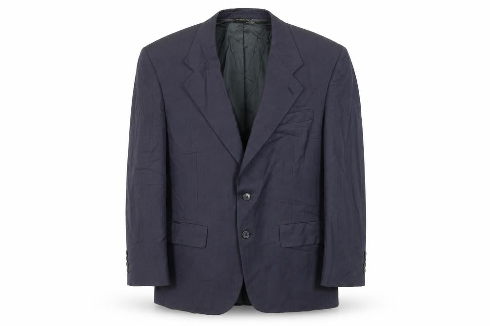 Bill Blass Mens Blue Striped Wool Jacket Suit Jacket Size 42 Regular