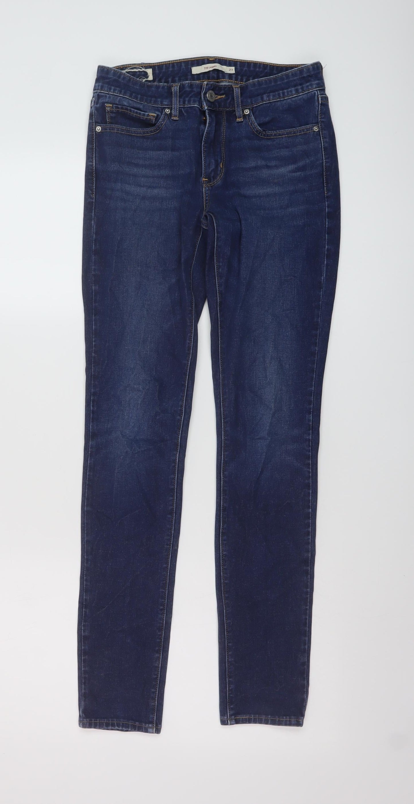 Levi's Womens Blue Cotton Skinny Jeans Size 27 in L29 in Regular Button