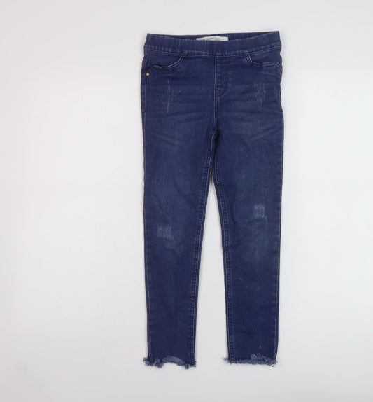 Denim & Co. Girls Blue Cotton Jegging Jeans Size 8-9 Years Regular Pullover