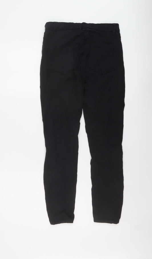 NEXT Womens Black Cotton Skinny Jeans Size 10 L27 in Regular Button
