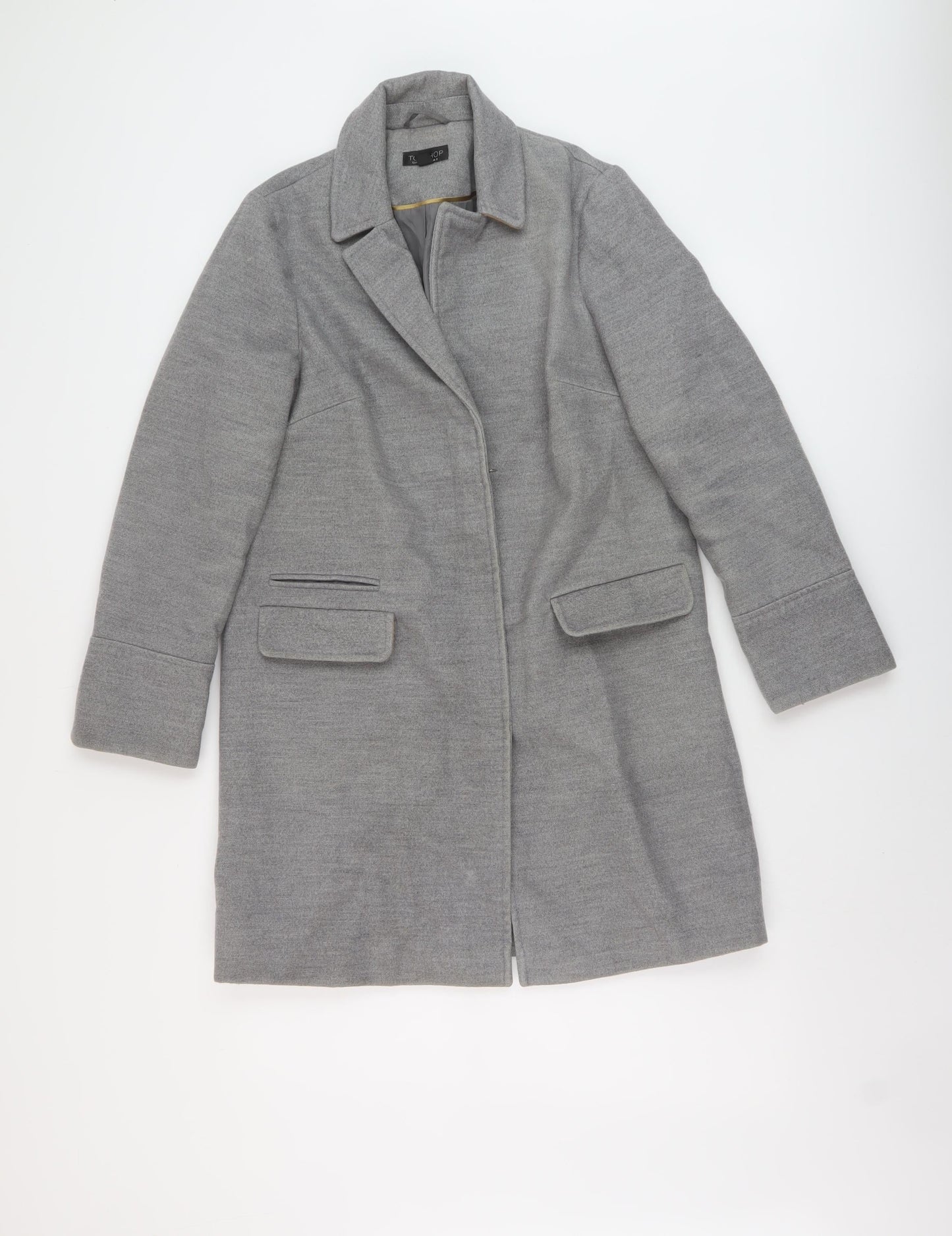 Topshop Womens Grey Overcoat Coat Size 8 Zip
