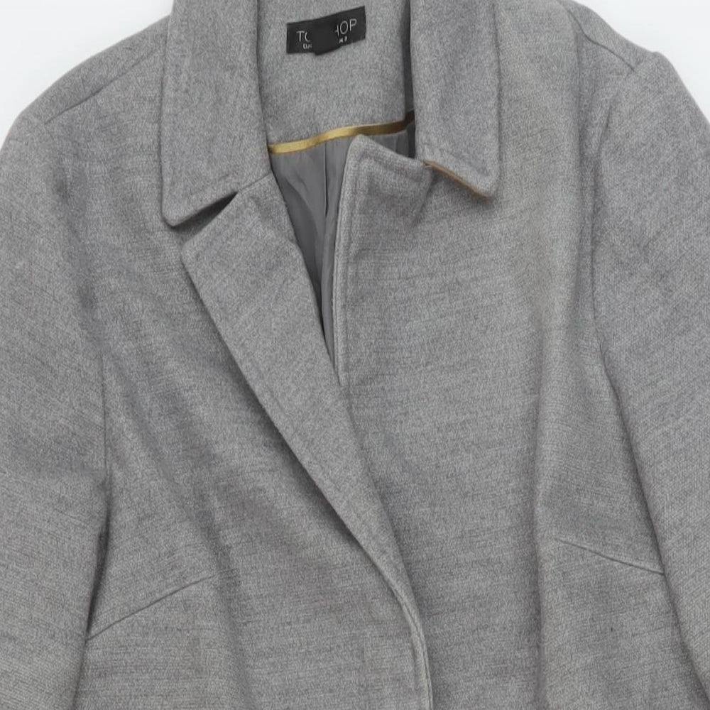 Topshop Womens Grey Overcoat Coat Size 8 Zip