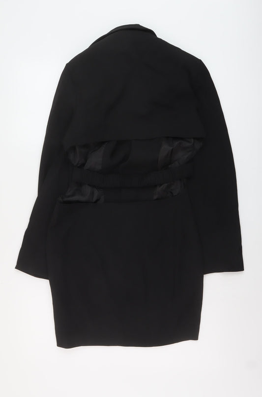 Misspap Womens Black Polyester Sheath Size 10 V-Neck Button