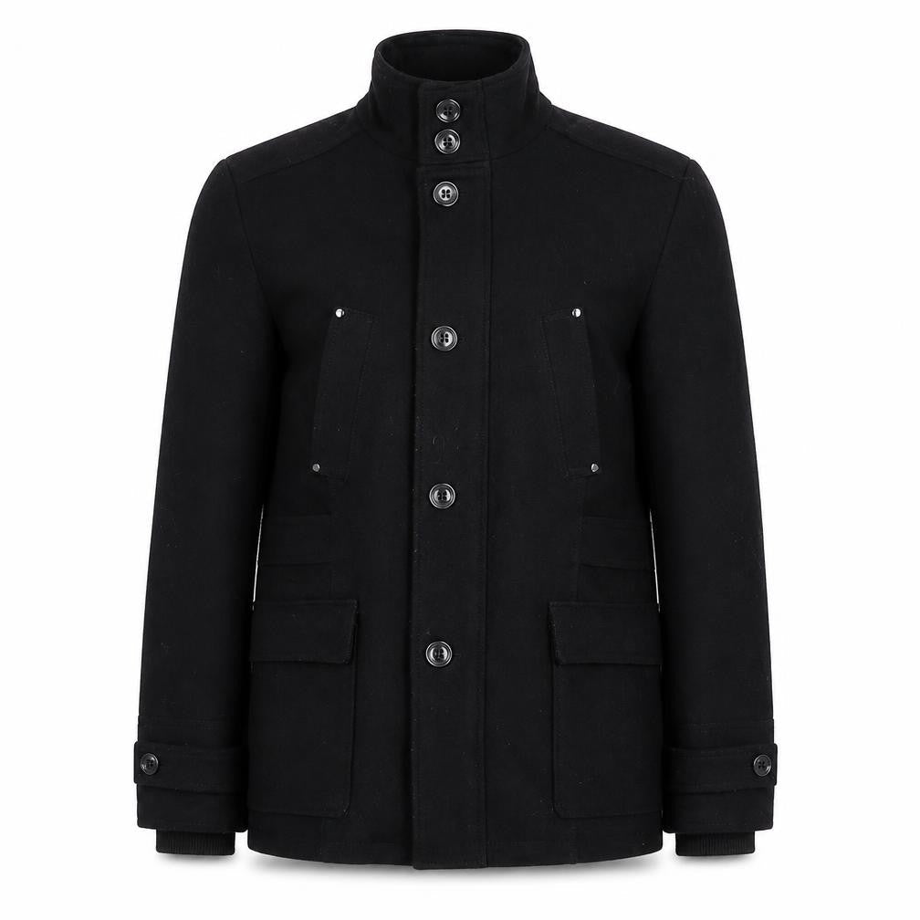 Breakout Mens Black Pea Coat Coat Size M Zip