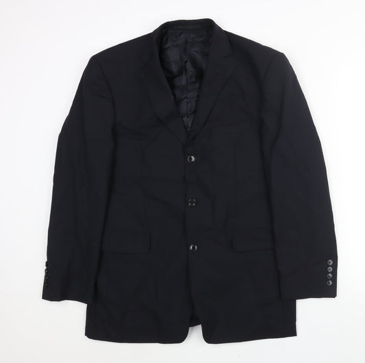 Benvenuto Mens Black Wool Jacket Suit Jacket Size 42 Regular