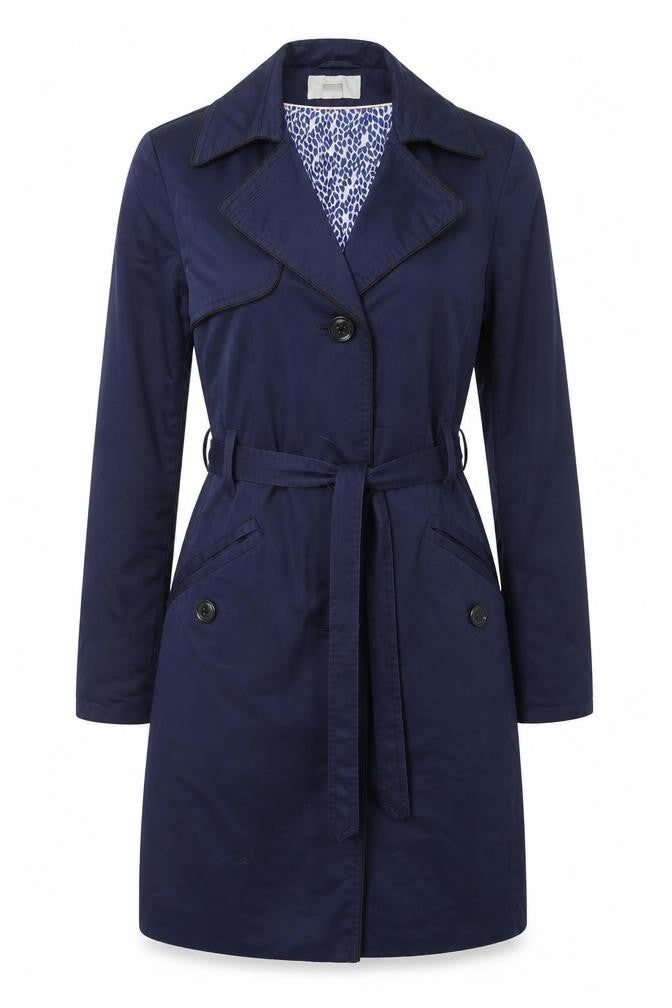 H&M Womens Blue Trench Coat Coat Size 10 Button - Belted