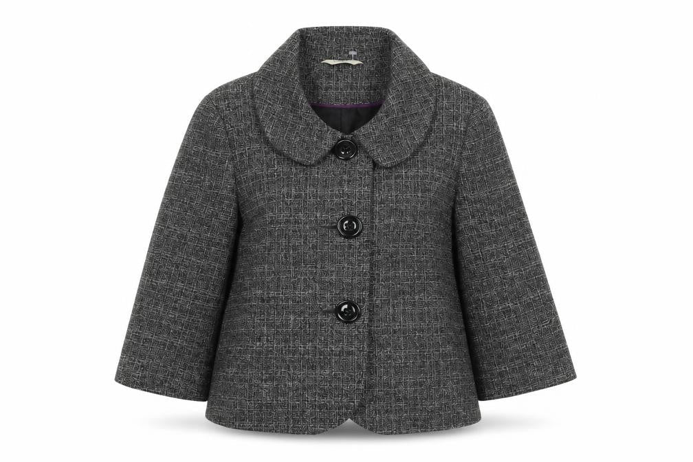 Editions Womens Black Pea Coat Coat Size 12 Button