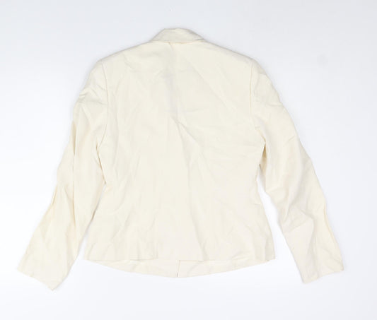 Monsoon Womens Ivory Jacket Blazer Size 12 Button - Floral Beading Emboirdery Detail