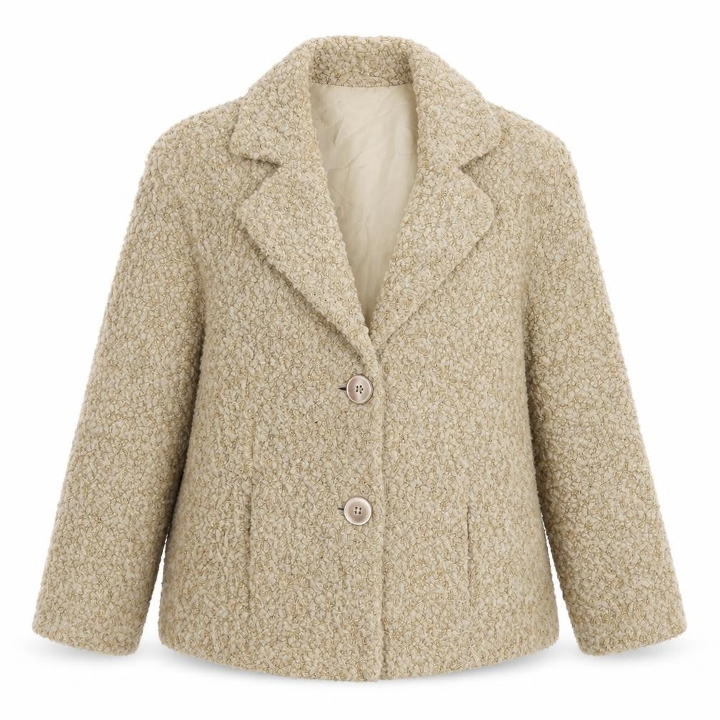 EWM Womens Beige Jacket Size 12 Button - Textured