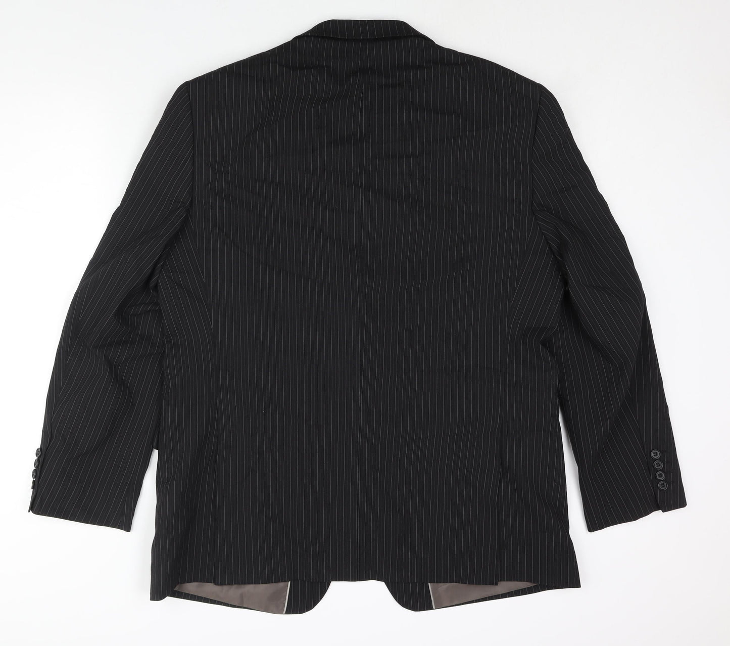 Marks and Spencer Mens Black Striped Polyester Jacket Suit Jacket Size 44 Regular