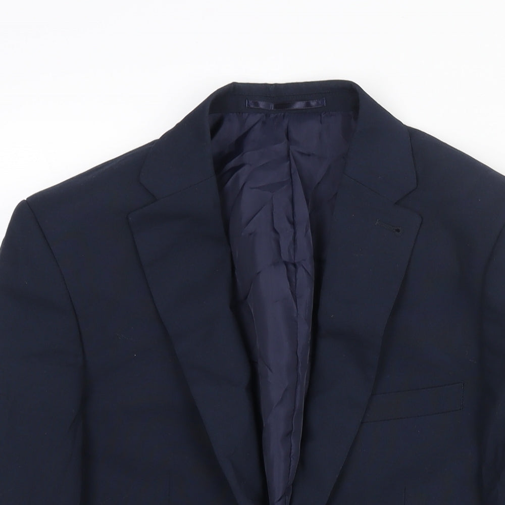 Ventura Mens Blue Polyester Jacket Suit Jacket Size 34 Regular
