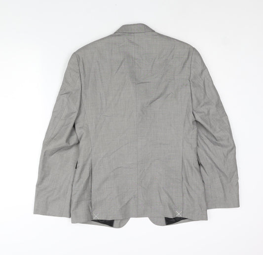 Burton Mens Grey Polyester Jacket Suit Jacket Size 36 Regular