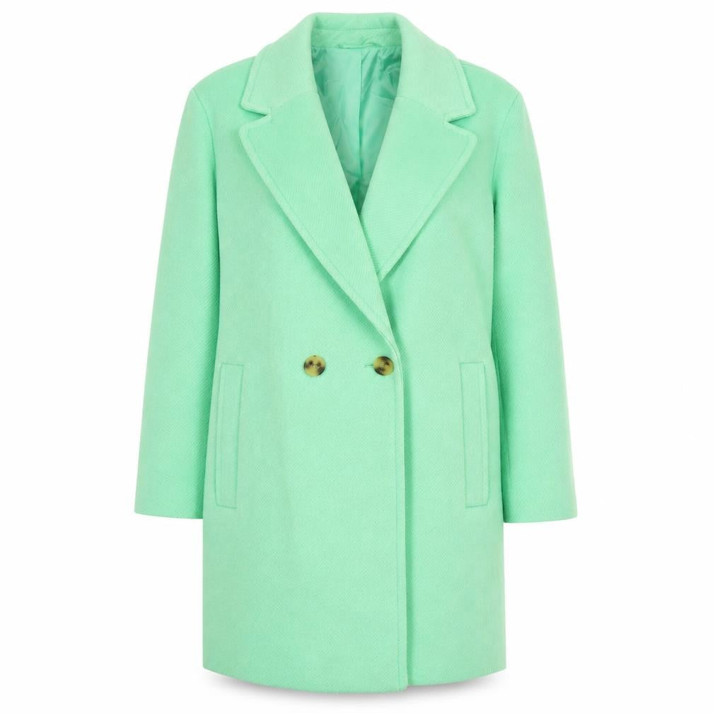 Marks & Spencer Womens Green Overcoat Coat Size 12 Button