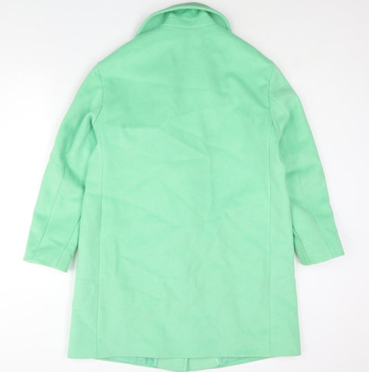 Marks and Spencer Womens Green Overcoat Coat Size 12 Button