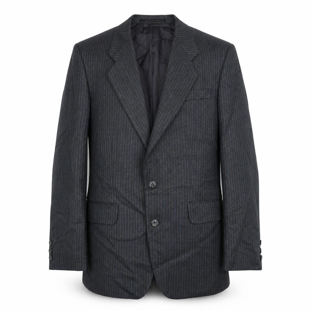 Neil Price Mens Grey Striped Wool Jacket Suit Jacket Size 38 Regular