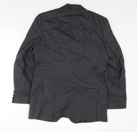 Neil Price Mens Grey Striped Wool Jacket Suit Jacket Size 38 Regular