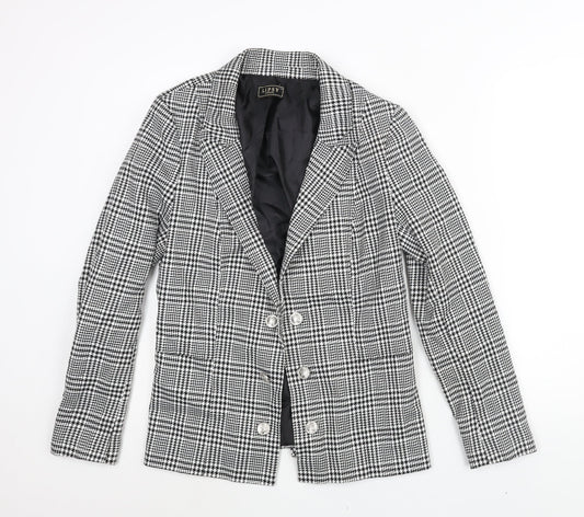 Lipsy Womens Black Check Jacket Blazer Size 16 Hook & Eye - Button Detail