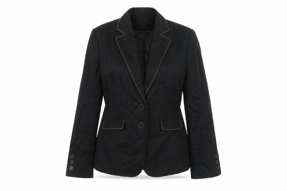 Debenhams Womens Black Linen Jacket Suit Jacket Size 10 - Stitch Detail