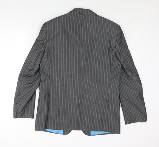 NEXT Mens Grey Striped Wool Jacket Suit Jacket Size 42 Regular