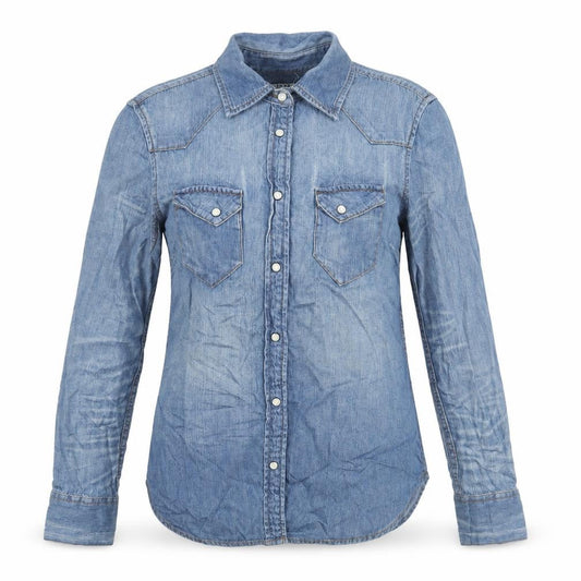 Womens UK Size XS Gap Blue Cotton Button-Up