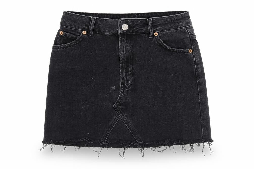 Topshop Womens Grey Cotton A-Line Skirt Size 8 Tie