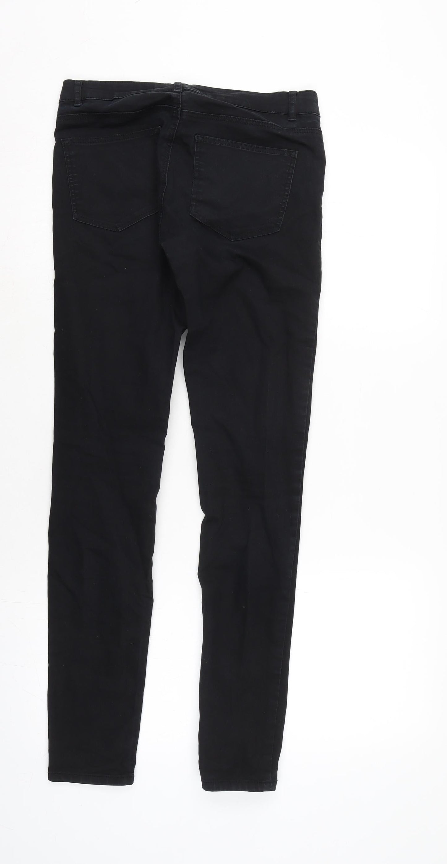 H&M Womens Black Cotton Blend Tapered Jeans Size 6 L31 in Regular Zip