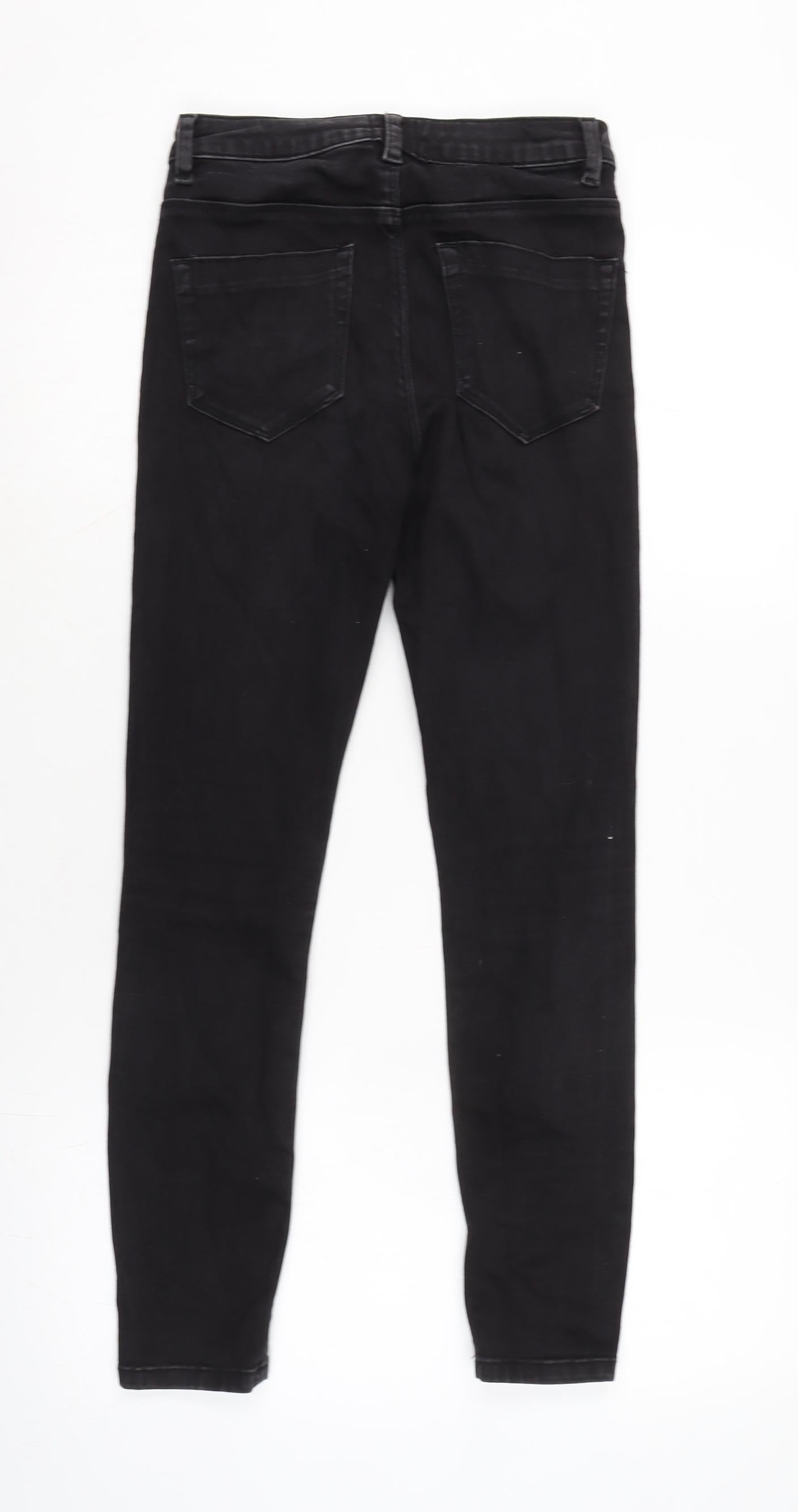 ASOS Womens Black Cotton Blend Tapered Jeans Size 25 in L26 in Regular Zip
