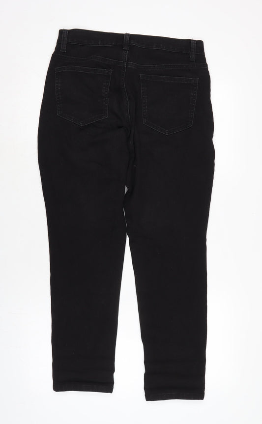 Style&co. Womens Black Cotton Blend Straight Jeans Size 10 L27 in Regular Zip