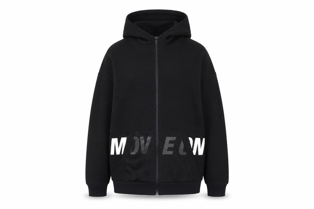 RESERVED Boys Black Polyester Full Zip Hoodie Size 13-14 Years Zip