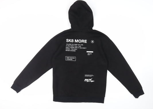 RESERVED Boys Black Polyester Full Zip Hoodie Size 13-14 Years Zip