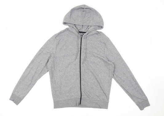 Max Mens Grey Cotton Full Zip Hoodie Size M