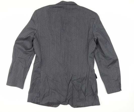 St Michael Mens Grey Herringbone Polyester Jacket Suit Jacket Size 40 Regular - Vintage