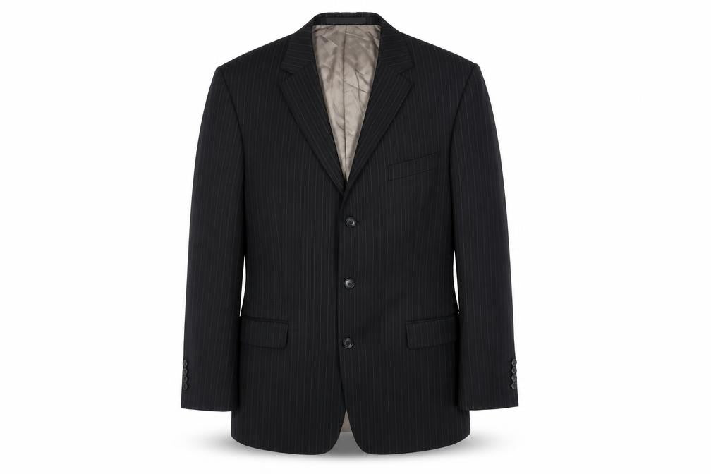 Marks and Spencer Mens Black Striped Wool Jacket Suit Jacket Size 42 Regular