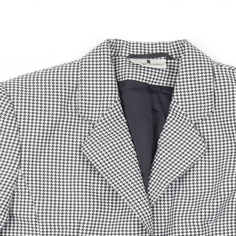 Imagination Womens Black Geometric Jacket Blazer Size 14 Button