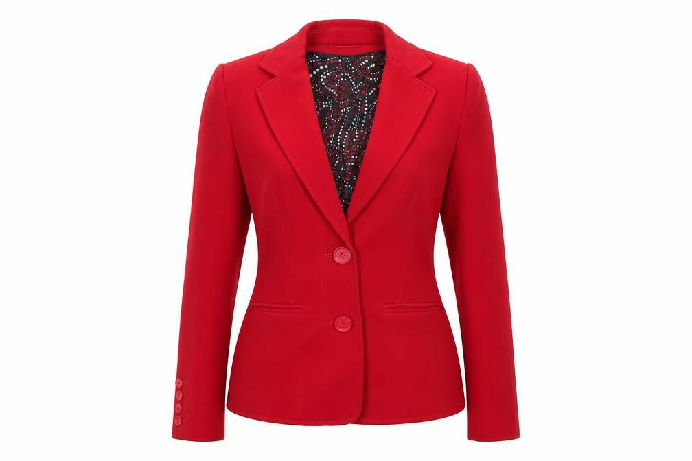 La Vie Womens Red Jacket Blazer Size 8 Button