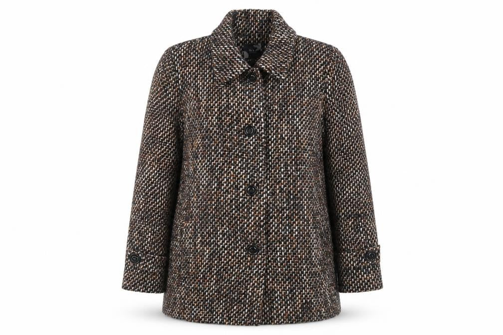 EWM Womens Brown Pea Coat Coat Size L Button