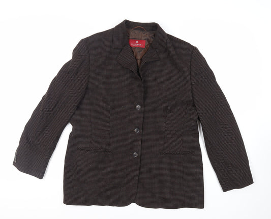 Dinomoda Womens Brown Geometric Jacket Blazer Size 16 Button