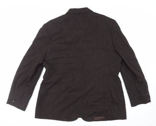 Dinomoda Womens Brown Geometric Jacket Blazer Size 16 Button