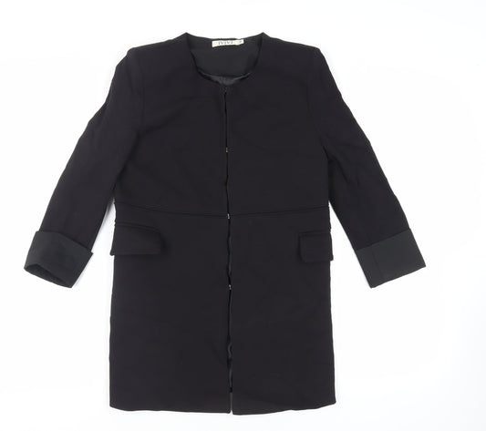 IVIVI Womens Black Overcoat Coat Size M Hook & Eye - Lightweight