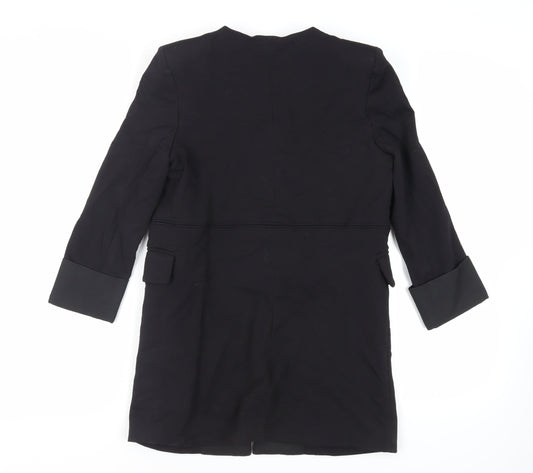 IVIVI Womens Black Overcoat Coat Size M Hook & Eye - Lightweight