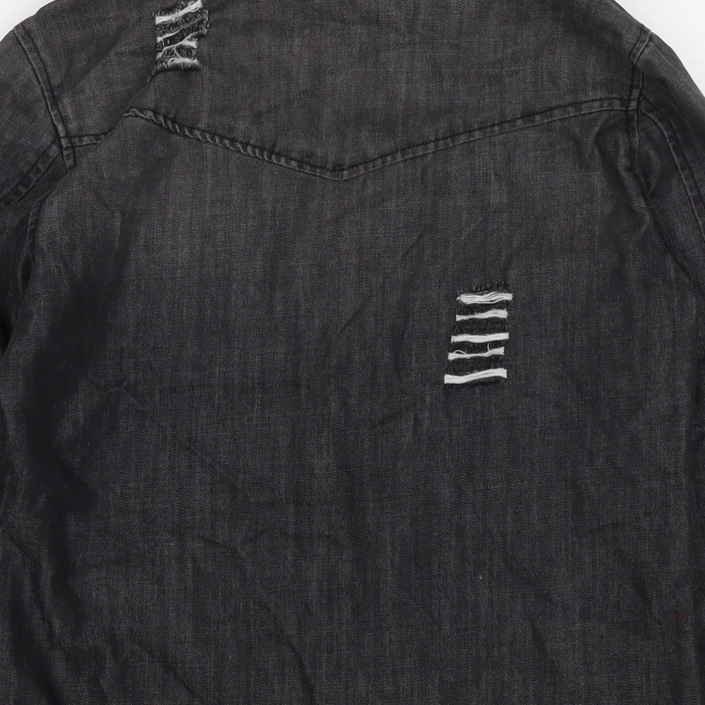 I SAW IT FIRST Womens Black Cotton Basic Button-Up Size 8 Collared