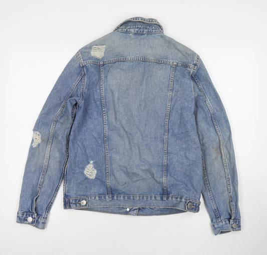 Authentic Denim Girls Blue Jacket Size 14-15 Years Button - Distressed